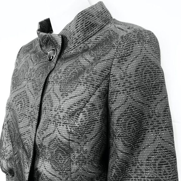 CLASSIQUES ENTIER Womens Petite Puff Sleeve Black Silver Whimsigoth Jacket S - Picture 9 of 16